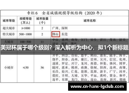 美冠杯属于哪个级别？深入解析为中心，拟1个新标题